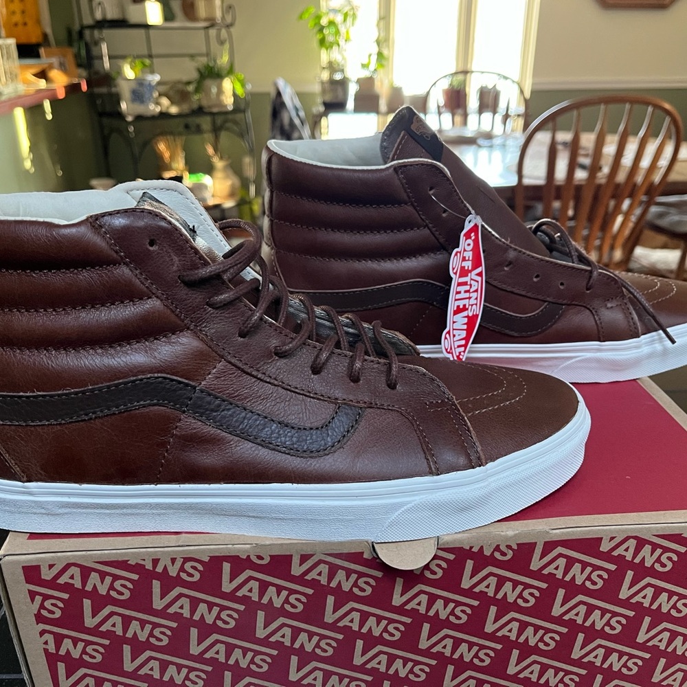 Vans sk8 hi reissue sz 12 brown leather new with tags/box